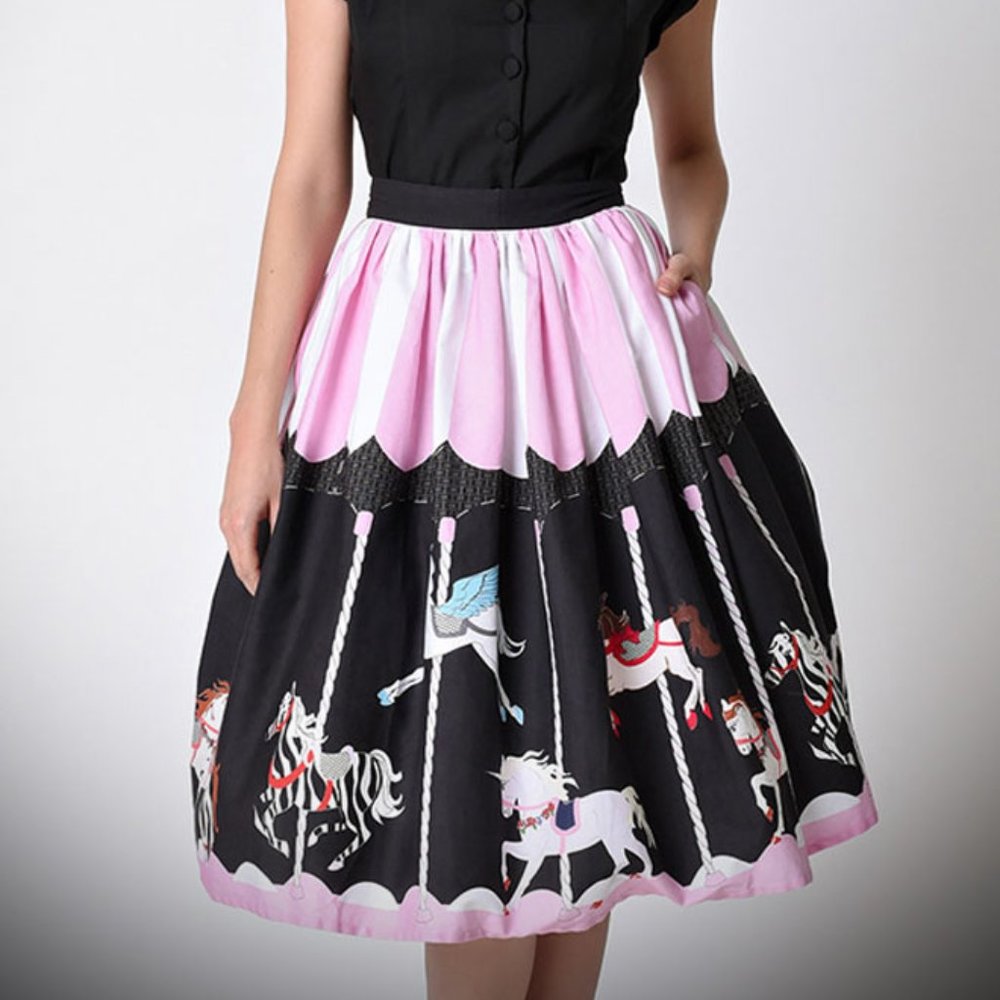 Unique Vintage Carousel Swing Skirt